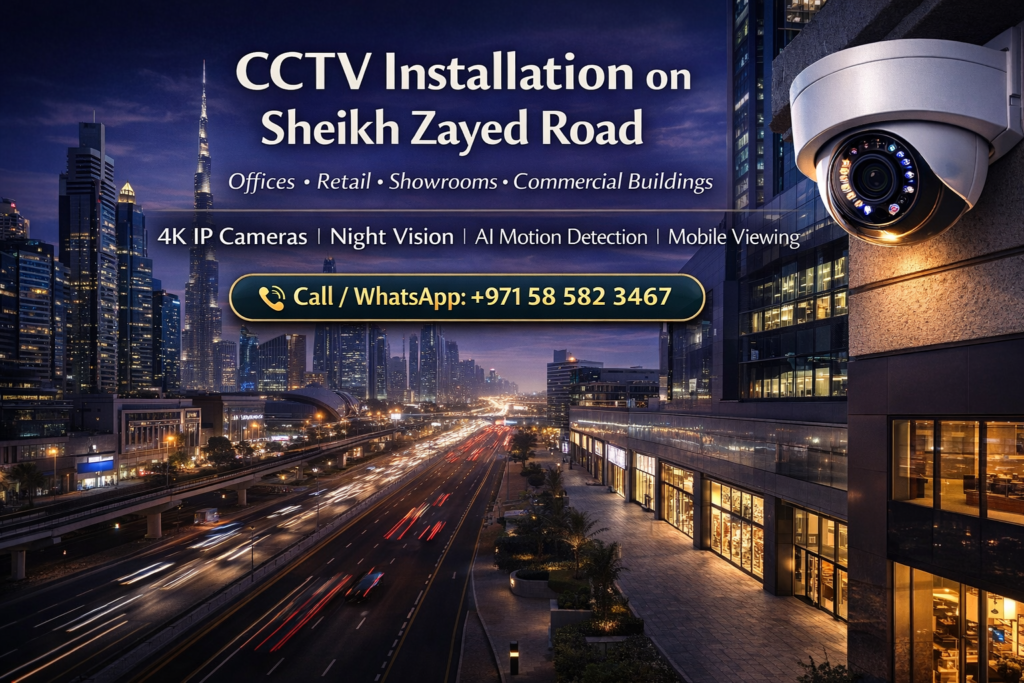 CCTV installation on Sheikh Zayed Road Dubai for offices and commercial buildings