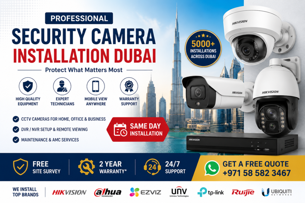 Security Camera Installation Dubai Professional indoor and outdoor security camera